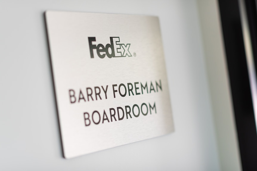 A sign of the Barry Foreman boardroom at Fedex Adelaide