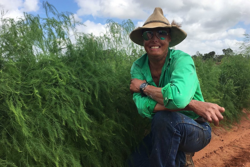 Anthony Caleo with asparagus crop