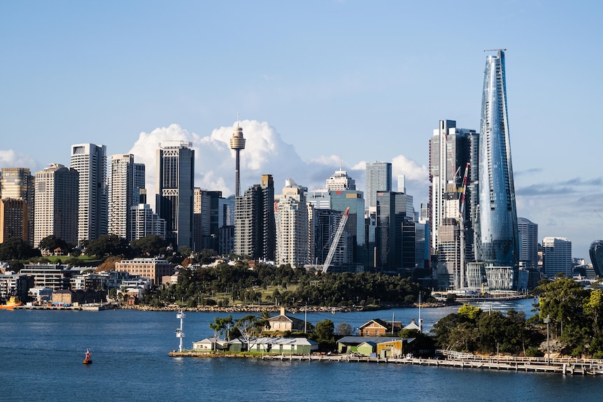 Crown tower dominating the Sydney skyline. 