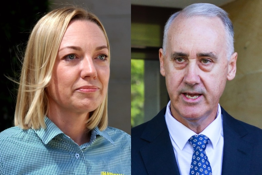 A composite image of WA Nationals leader Mia Davies and WA Liberals leader David Honey.