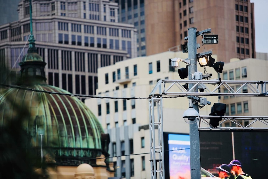 Security cameras at Federation Square in Melbourne's CBD.