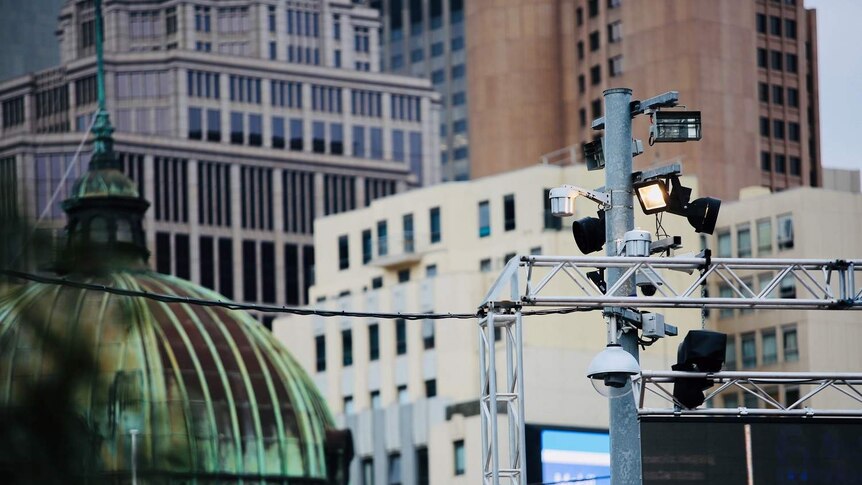 Security cameras at Federation Square in Melbourne's CBD.