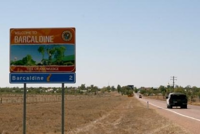 Welcome to Barcaldine sign outside the central-west Qld town
