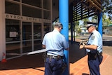 Police creating the exclusion zone at Byron Shire Council.
