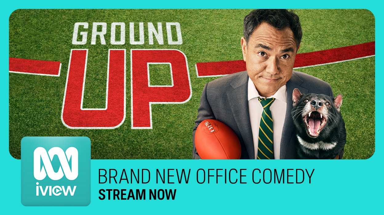 Promotional+banner+for+Ground+Up+%E2%80%94+brand+new+office+comedy+streaming+now+on+ABC+iview.