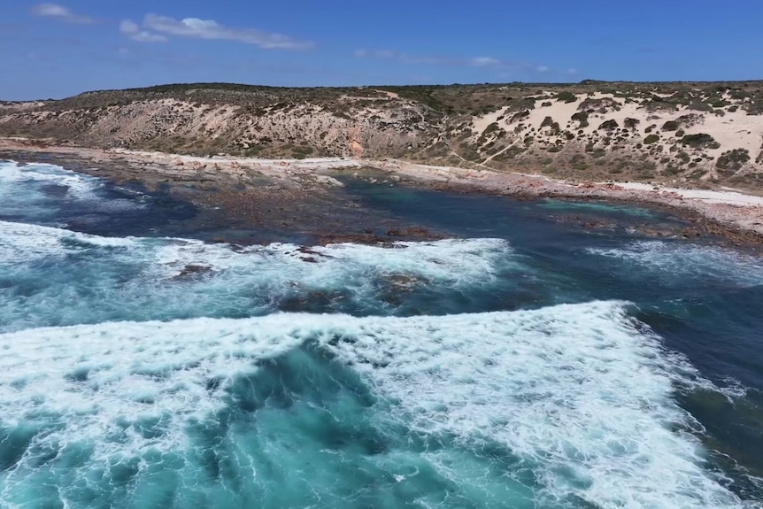 A drone shot of coastline.