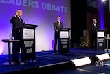 Climate fund pledge: PM John Howard with Opposition Leader Kevin Rudd during the debate