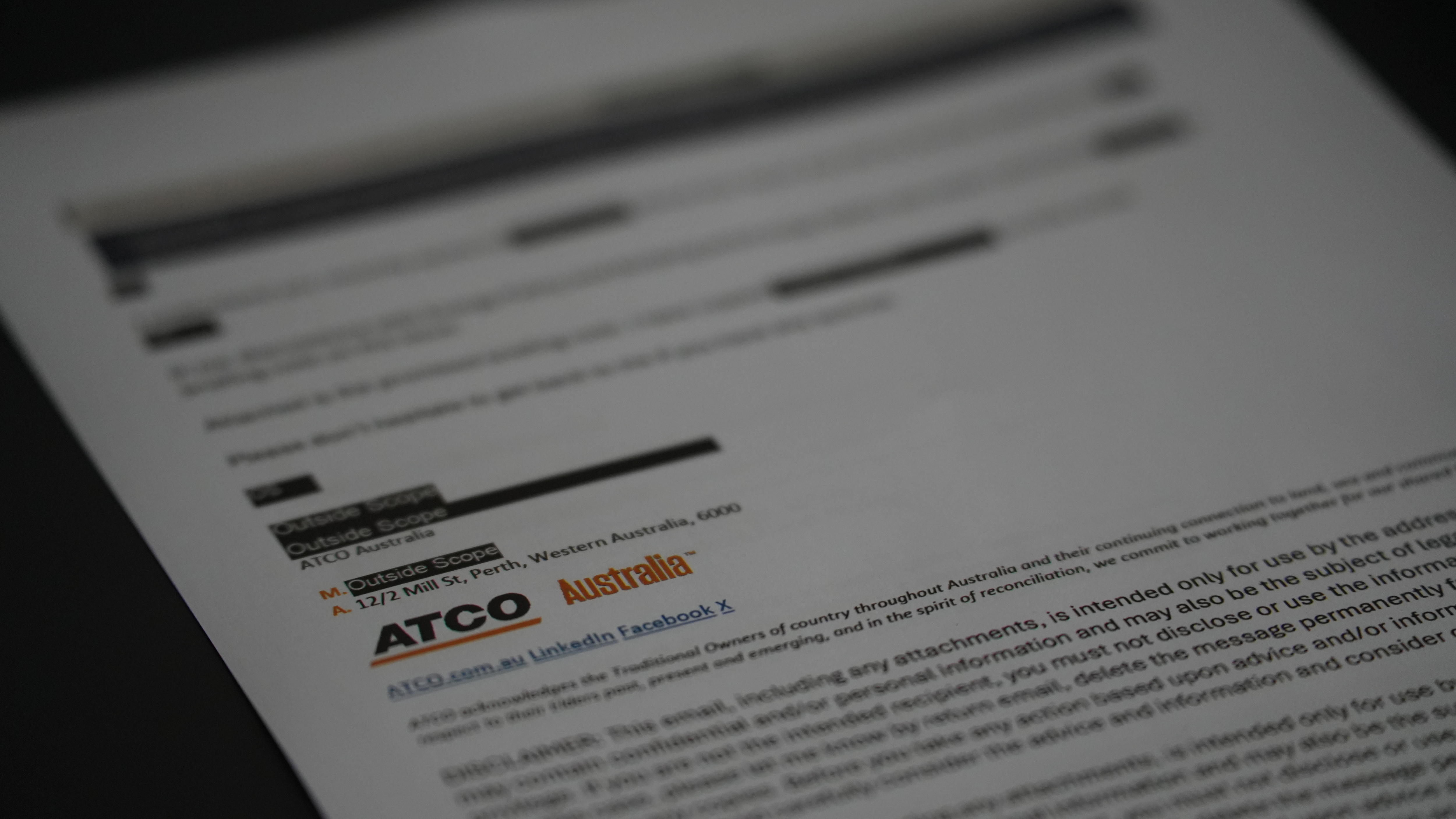 Redacted emails between ATCO and the State Government. 