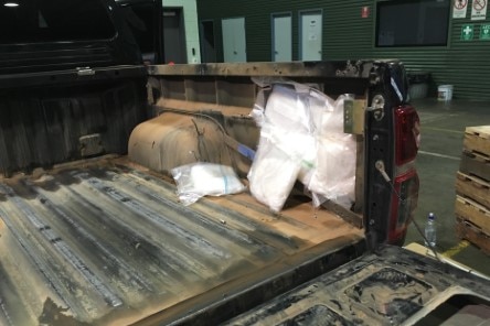 A ute tray opened with drugs stored inside