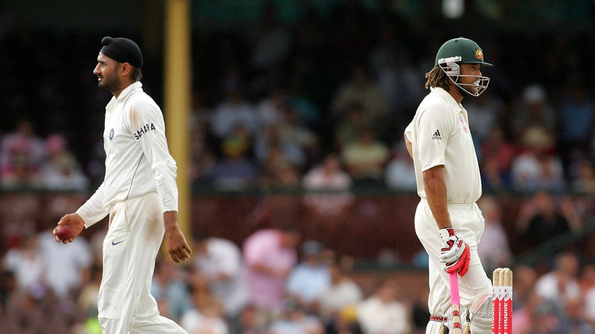 LtoR Harbhajan Singh and Andrew Symonds