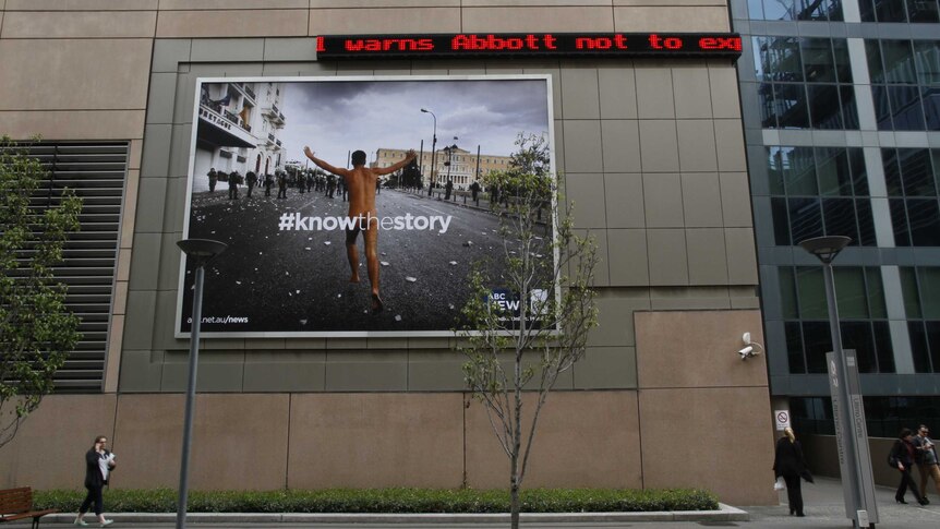 #knowthestory billboard outside ABC Ultimo.