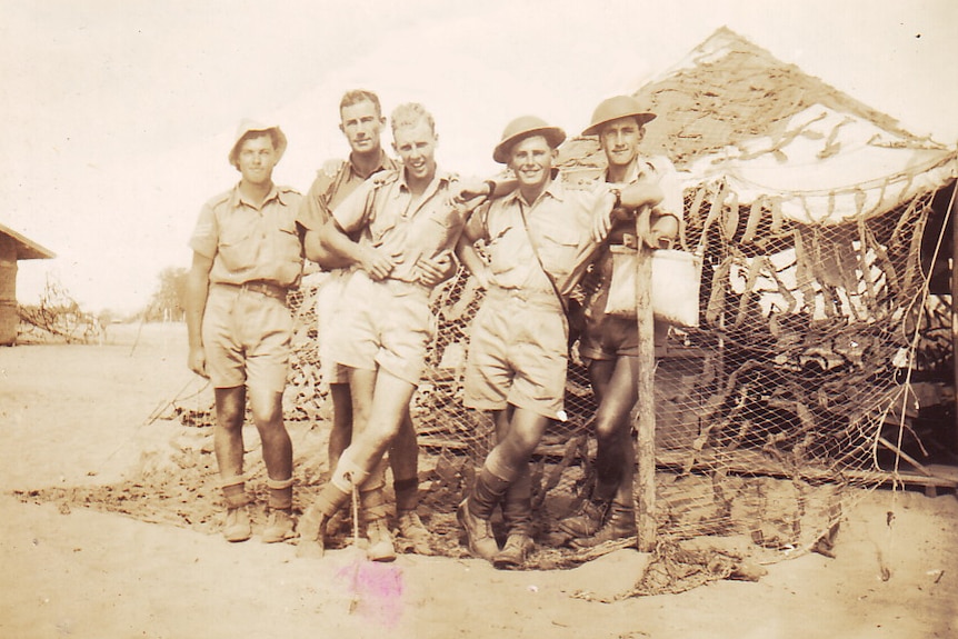 A group of Army servicemen standing outside in 1942.