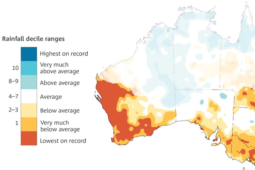 A map of rainfall decline highlights how dry the last 20 years have been for south-west WA.