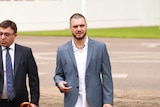 Former Don Dale guard Ben Kelleher enters the Northern Territory Supreme Court for a royal commission hearing.