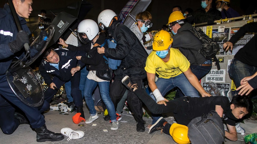 Hong Kong protesters clash with police outside Legislative Council