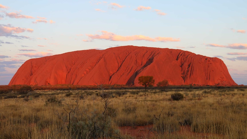 A wide shot of Uluru.