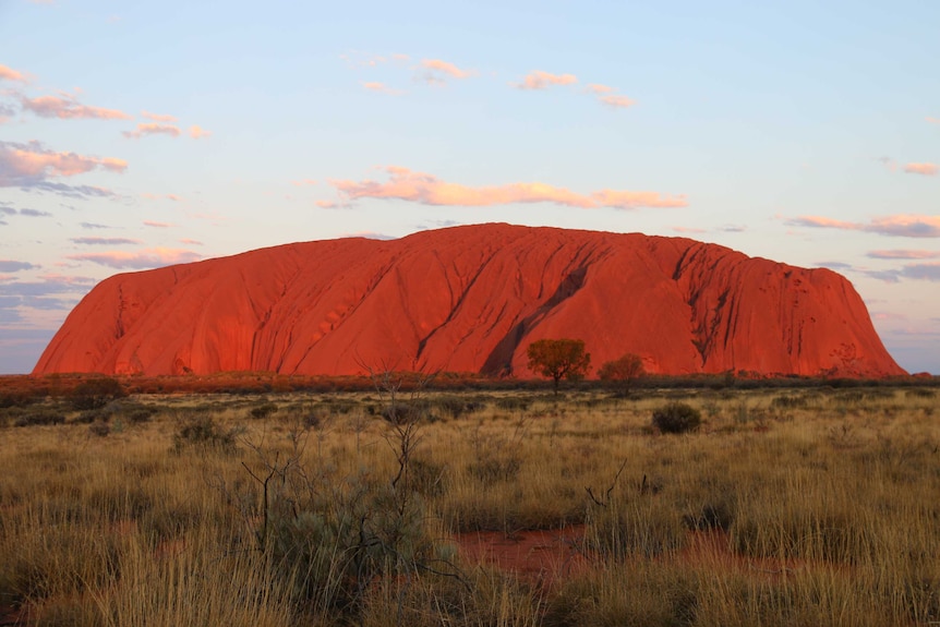 A wide shot of Uluru.