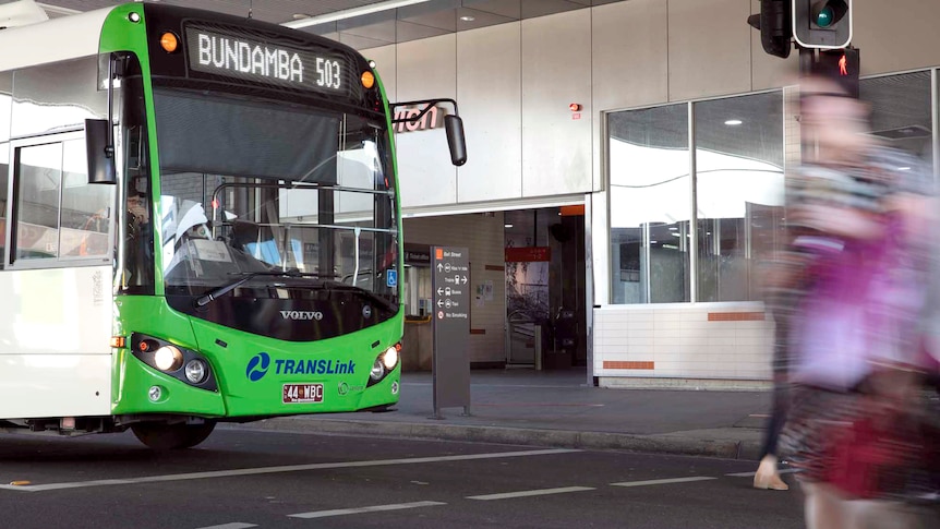 Bus waiting at train station