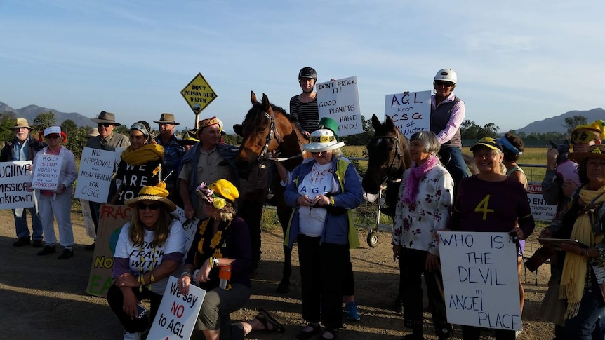 Melbourne Cup day protest at the AGL coal seam gas drilling site.