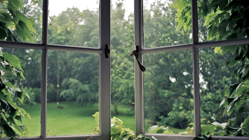 An old-style window opening onto a garden