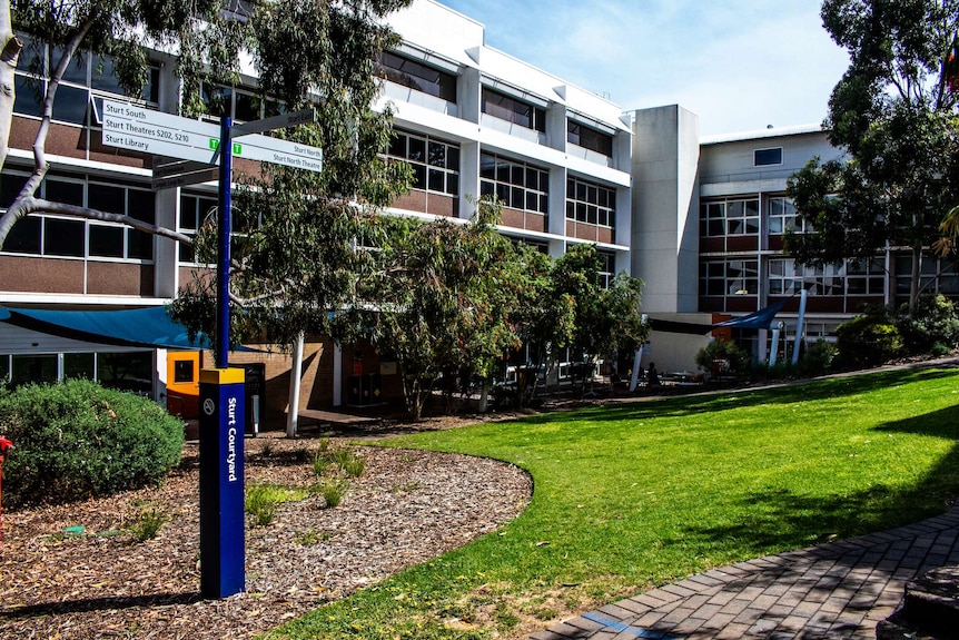 A courtyard in a university campus