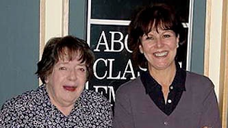 Margaret Scott (L) jokes with Margaret Throsby