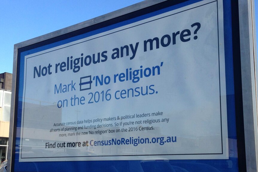 An advertisement informs people about the choice they have to select 'No Religion' when completing the 2016 census