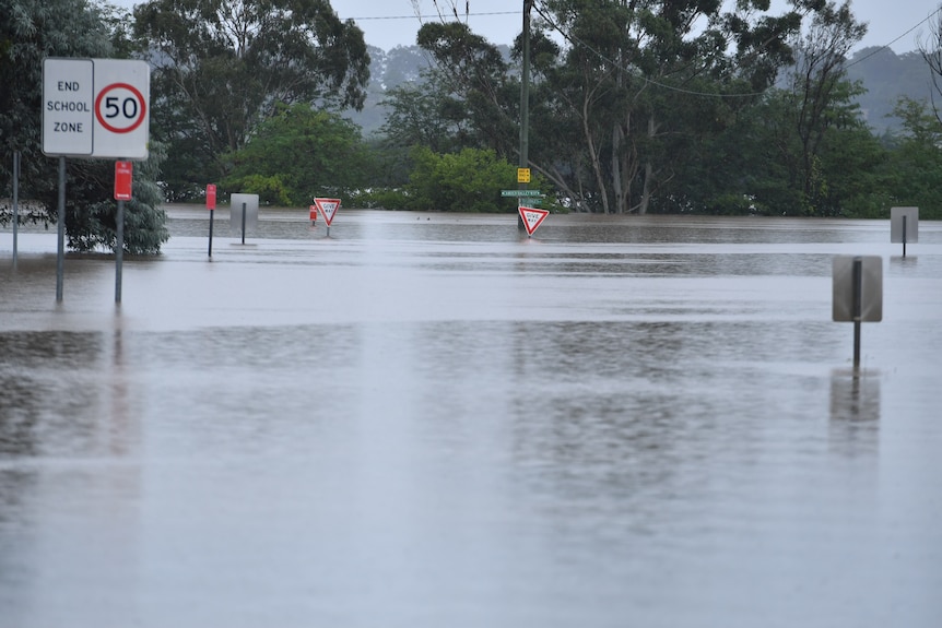 A flooded street