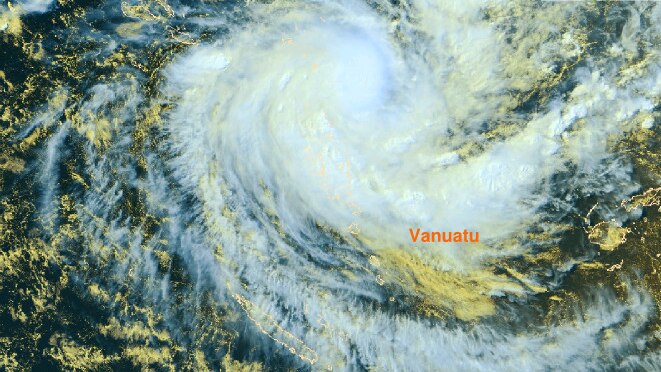 Satellite image of Tropical Cyclone Donna as it approaches Vanuatu on May 5, 2017.