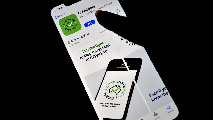 Image of the CovidSafe app on a mobile phone screen