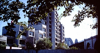 The Sirius building at Millers Point in Sydney, as seen from the south.