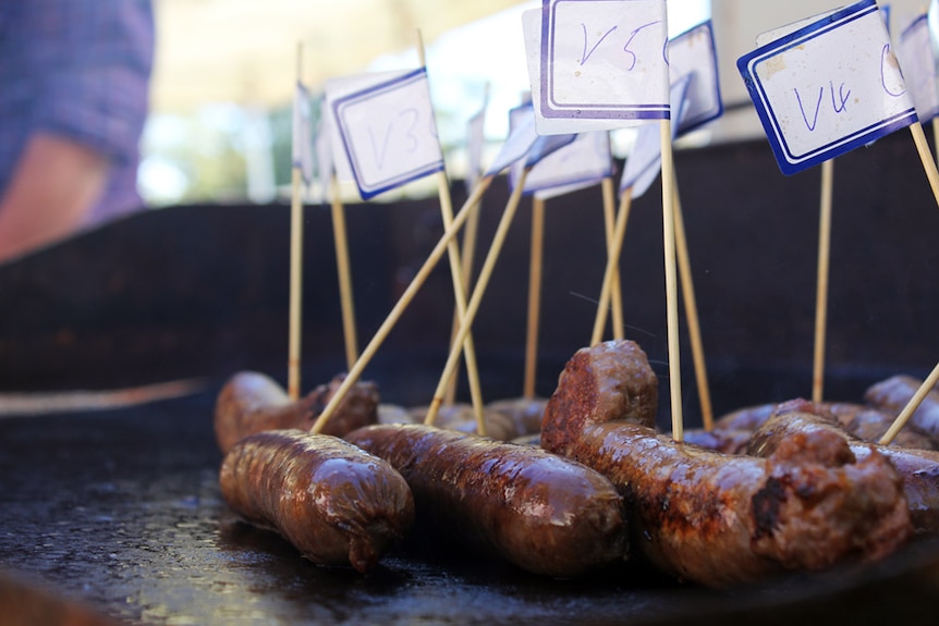 Sausages cooking on the barbeque