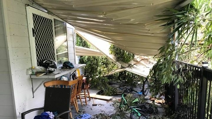The exterior on a house on Sidney Drive in Beerwah was significantly damaged by the storm. 