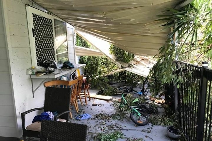 The exterior on a house on Sidney Drive in Beerwah was significantly damaged by the storm. 