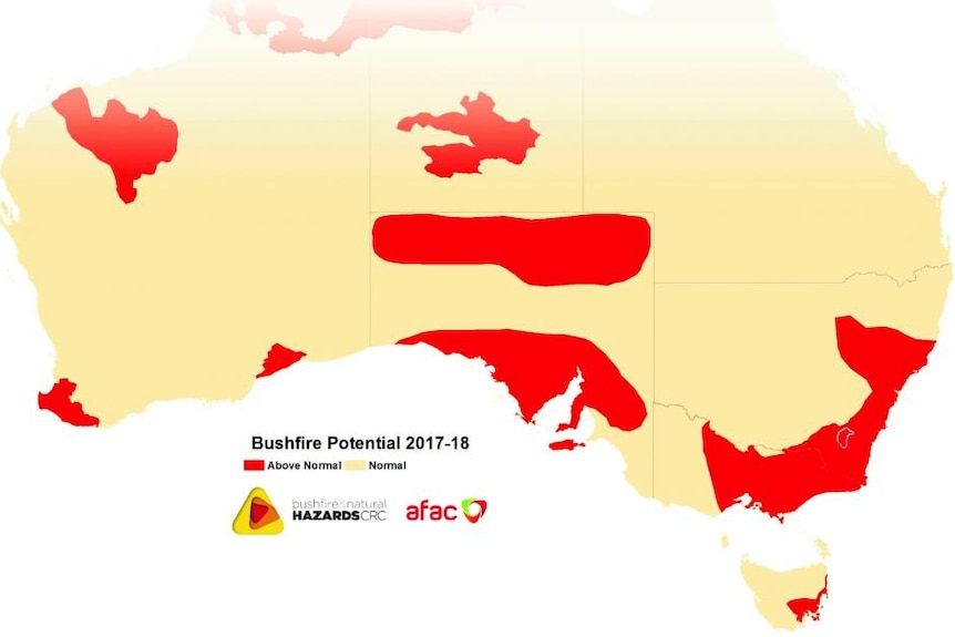 Map of Australia with red in east VIC and NSW, northern and southern SA and west and patch of the south WA coastline