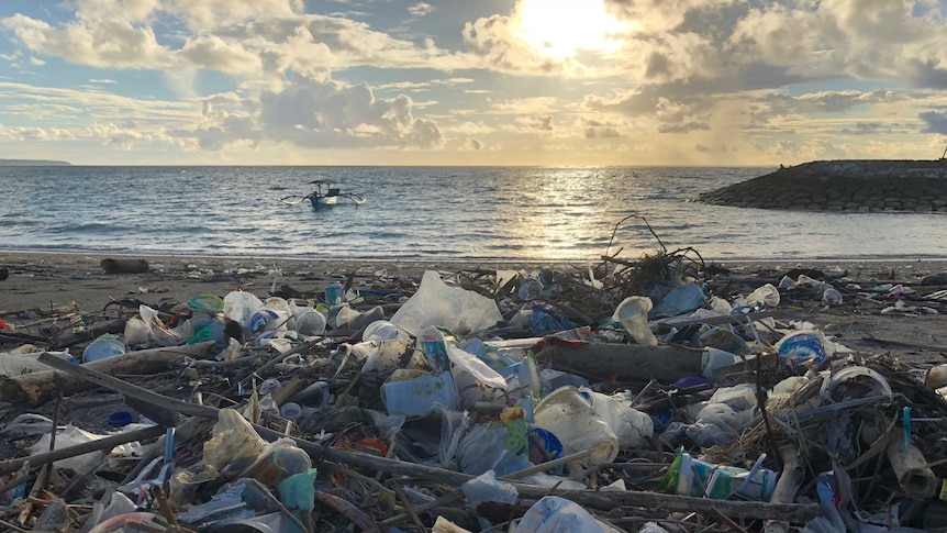 Garbage on a Bali beach