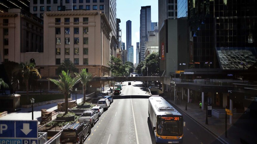 Adelaide Street is much quieter than usual during the coronavirus pandemic.