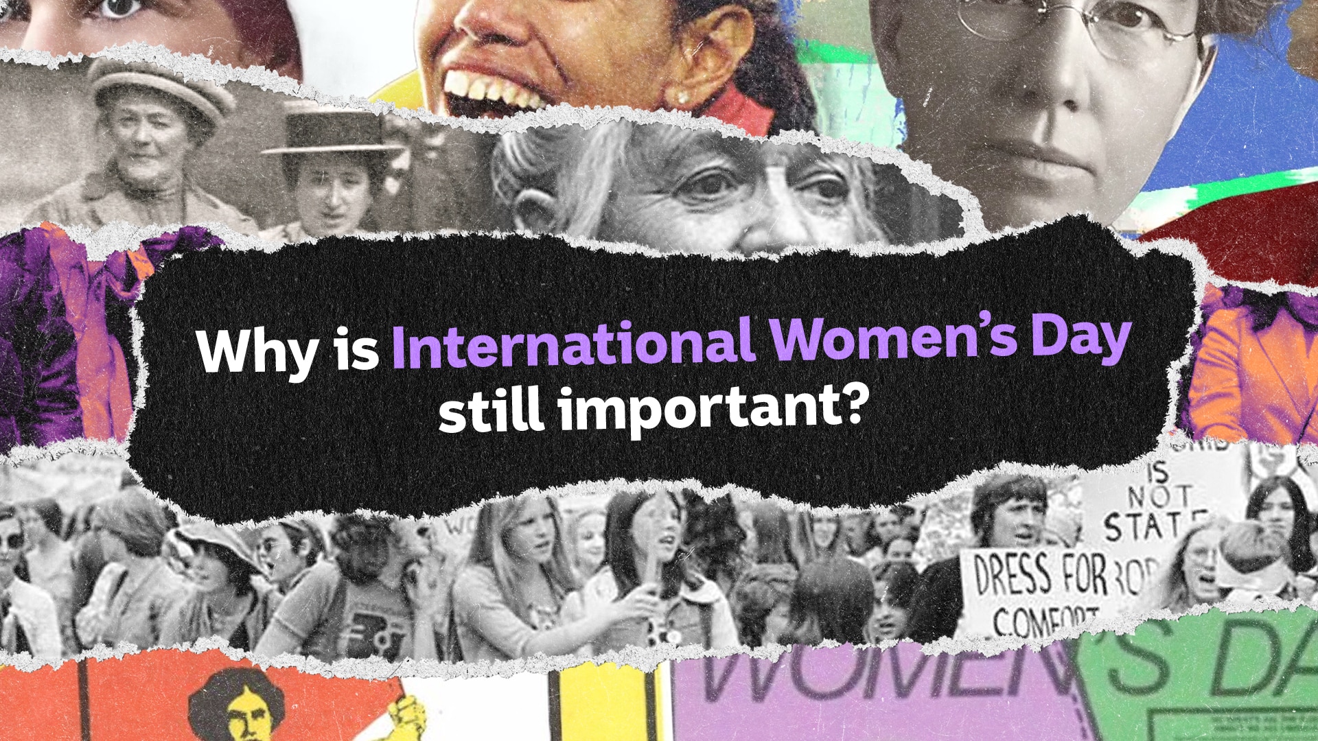 Collage of women protesting, Cathy Freeman, Mary Gilmore and more.