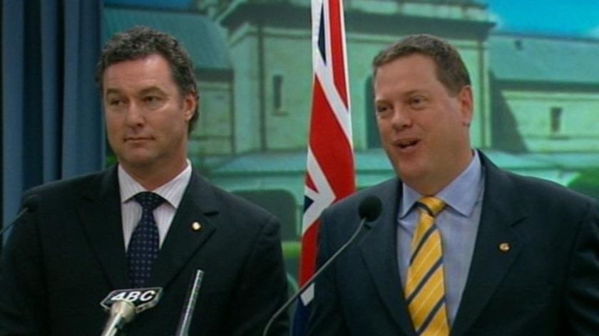 Mr Langbroek (left), with LNP colleague Tim Nicholls, is the only one so far to publicly declare he will nominate for the top job.