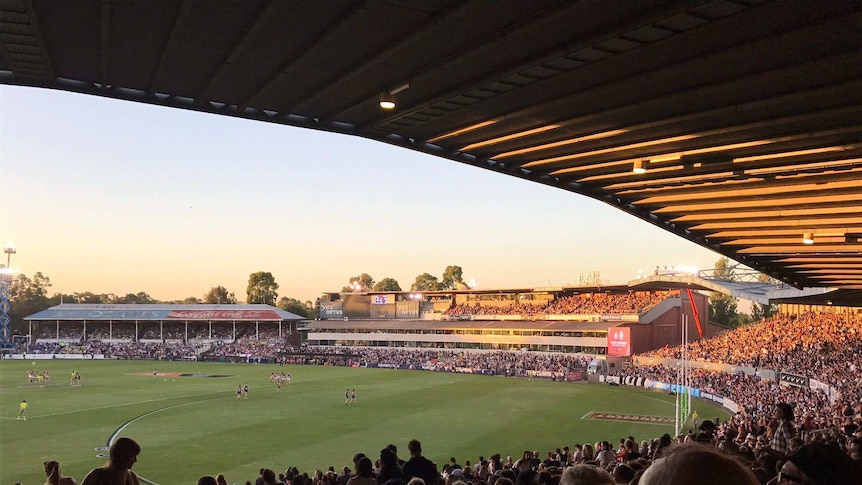 Crowd at the first AFLW match at Princes Park