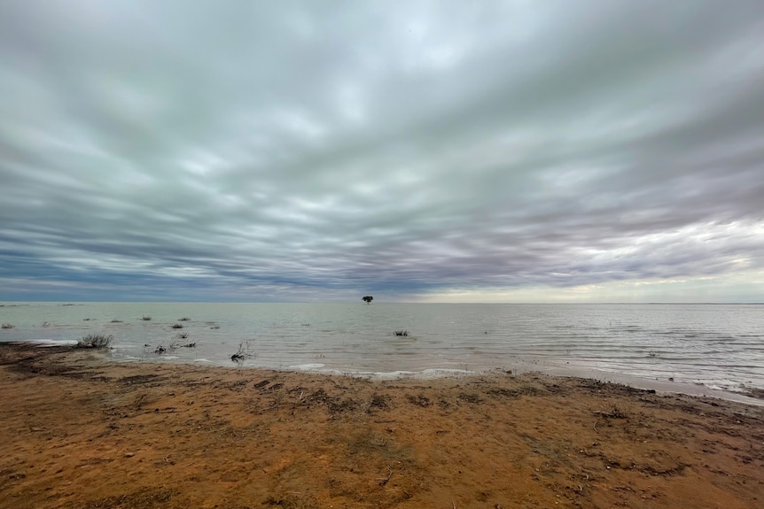 Beautiful cloud cover over Lake Machattie in the Channel Country