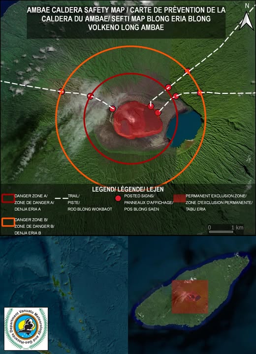Low level eruption on Vanuatu's Ambae Island