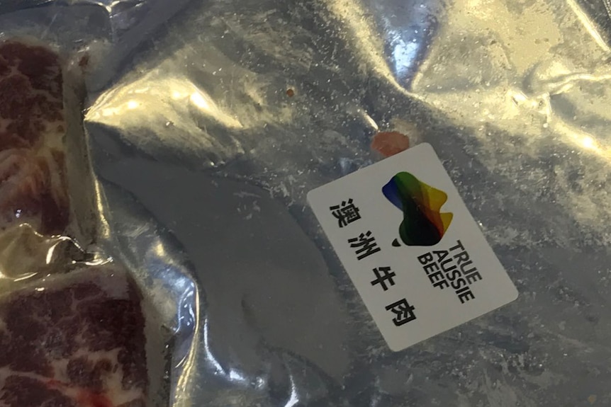 Packaged beef labelled 'true Aussie beef'