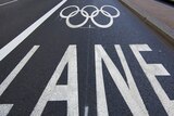 An Olympic lane marked on a London road.