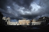 Clouds hang over St Peter's Basilica at the Vatican.