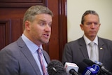 National Party Leader Brendon Grylls, with former leader Terry Redman in the background.