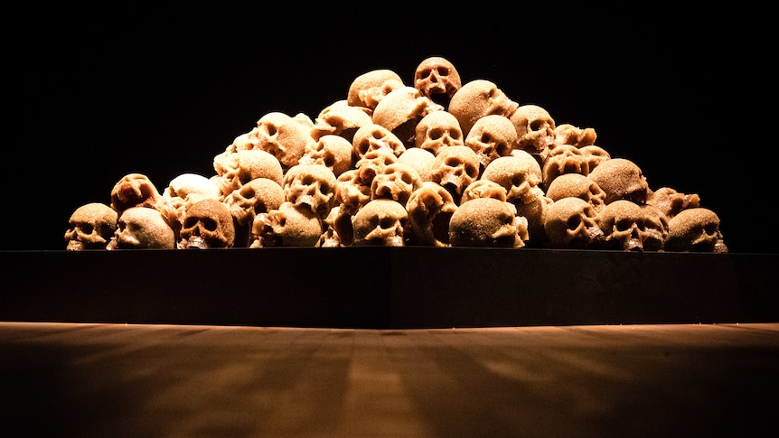 A pile of human-looking skulls