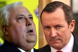 A composite image of Clive Palmer and Mark McGowan.