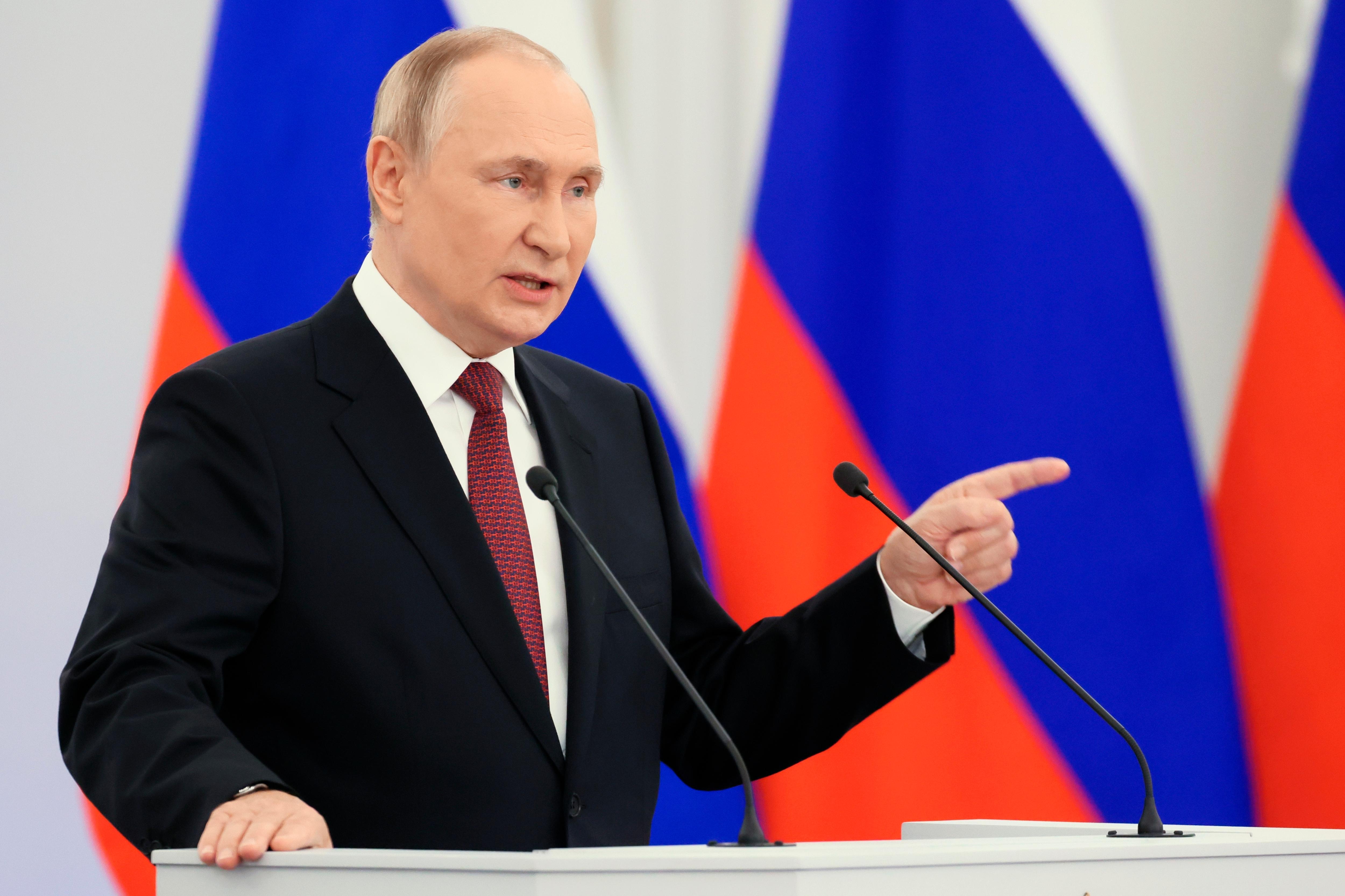 Russian President Vladimir Putin Announces The Annexation Of Four ...