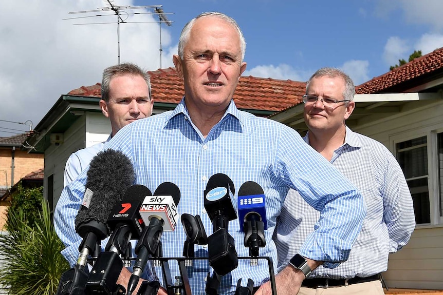 Malcolm Turnbull outside a home in Sydney